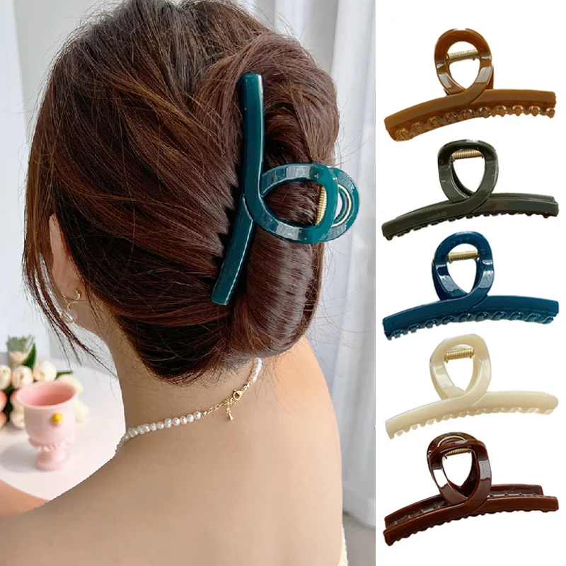 

Dark Jelly Texture Acrylic Plastic Hairpin Hair Claw French Elegant Edge Spring Updo Hair Claw Hair New hair accessories