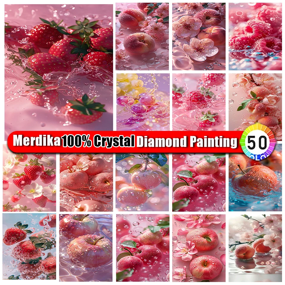 100% Хрустальная алмазная живопись пейзаж яблоко фрукты 5d сделай сам вышивка