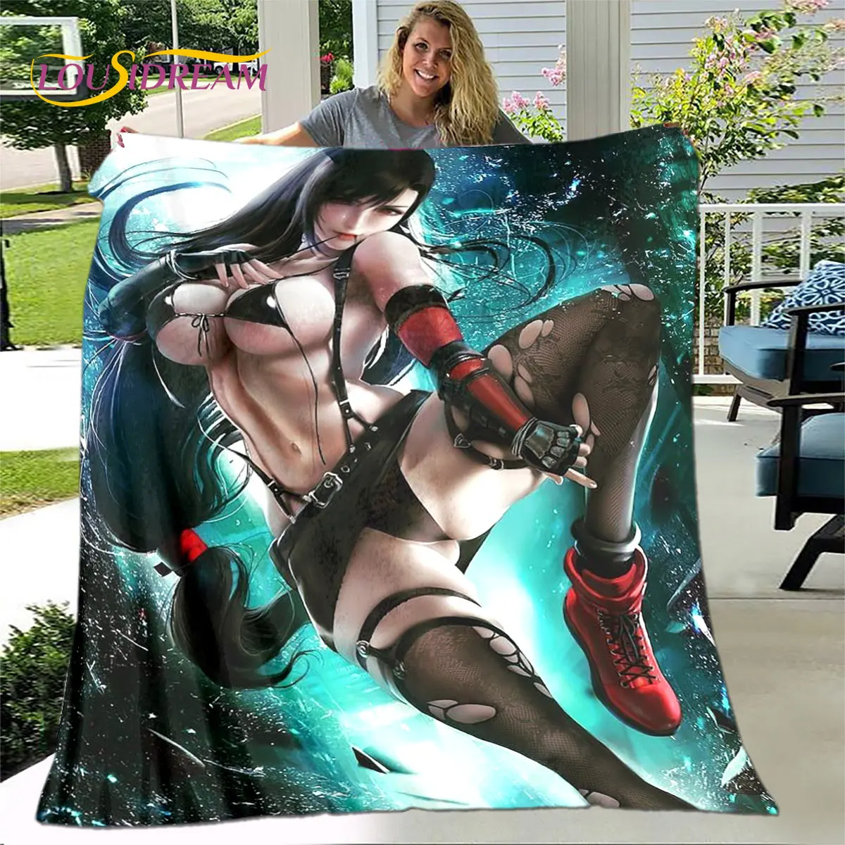 

Tifa Aerith Sexy Girl Lace Anime Soft Plush Blanket,Flannel Blanket Throw Blanket for Living Room Bedroom Bed Sofa Picnic Cover