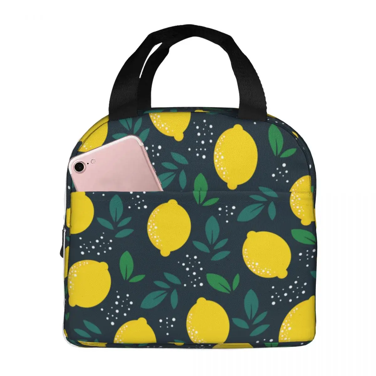 

Lunch Bags for Women Kids Cute Fruit Lemon Insulated Cooler Bags Portable Picnic School Canvas Lunch Box Food Bag