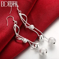 doteffil 925 sterling silver frosted beads three line drop earrings charm women jewelry fashion wedding engagement party gift