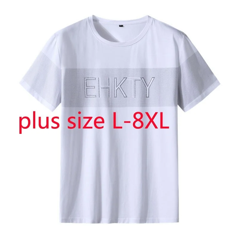 

New Arrival Fashion Super Large Summer Men Round Neck Printed Short Sleeve Knitted Casual T Shirt Plus Size XL-5XL 6XL 7XL 8XL