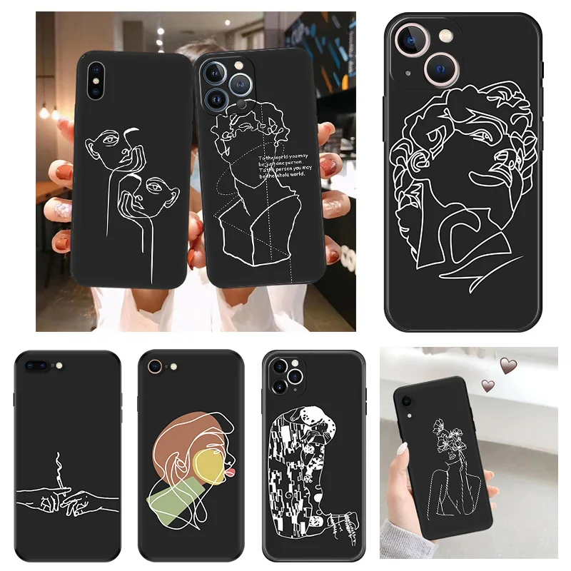 Мягкий чехол для iphone 13 Pro Max 7 8 6 6s 14 Plus XR X 11 12 Mini SE 2022 XS черные художественные чехлы для телефона с изображением Микеланджело Давида