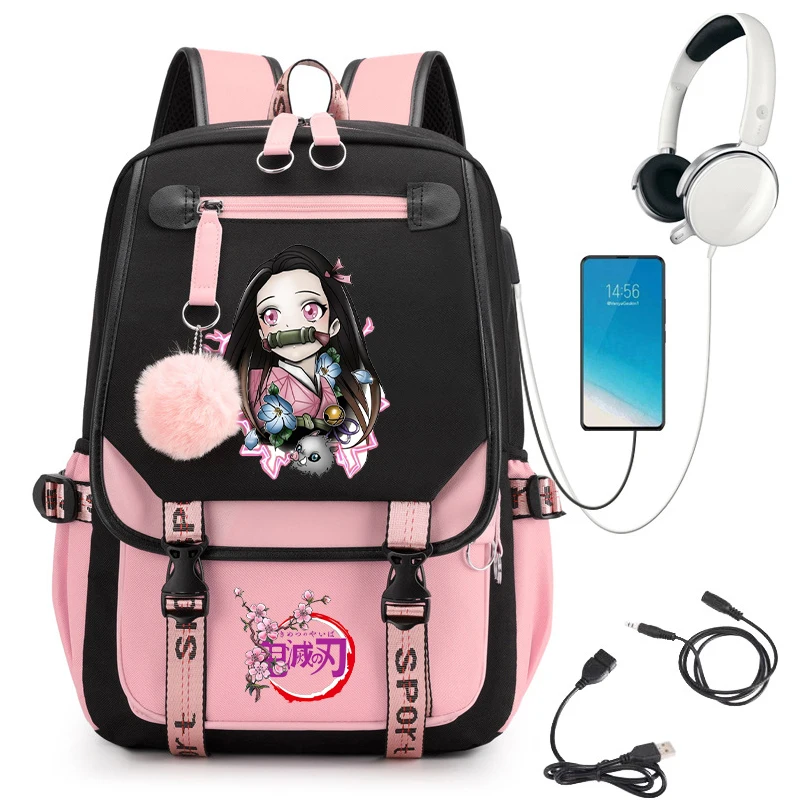 

Demon Slayer Backpacks Nezuko Anime School Bags for Girls Boys Student Book Bag Laptop Rucksack Comic Travel Ulzzang Backpack