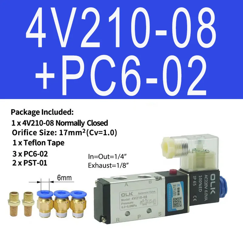 

Пневматический электромагнитный клапан 4V110-06 4V210-08 4V310-10 4V410-15