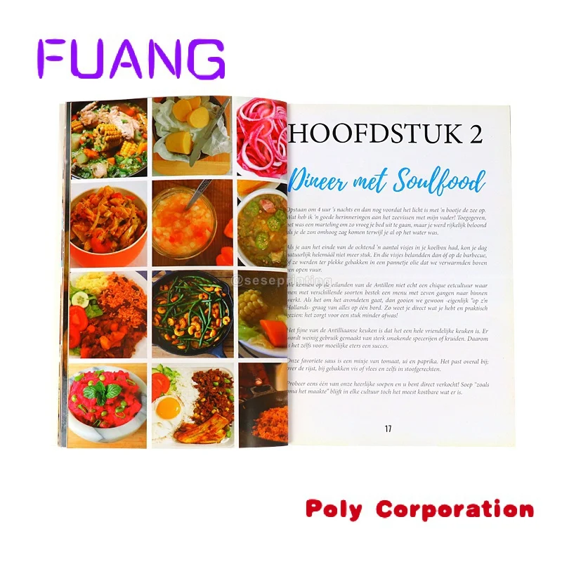 Custom Paperback Book Recipe Book Printing Softcover Textbook Cookbook Printing Full Color Restaurant Menu