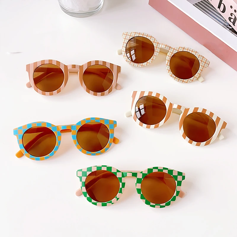 

New Kids Sunglasses Children Round Striped Sunglasses Girls Boys Baby Sport Shades Glasses UV400 Outdoor Sun Protection Eyewear