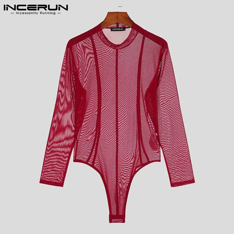 Fashion Casual Style Men's Rompers Solid Hot Sale Simple Long Sleeve Triangle Bodysuits S-5XL INCERUN 2023 Comfortable Homewear