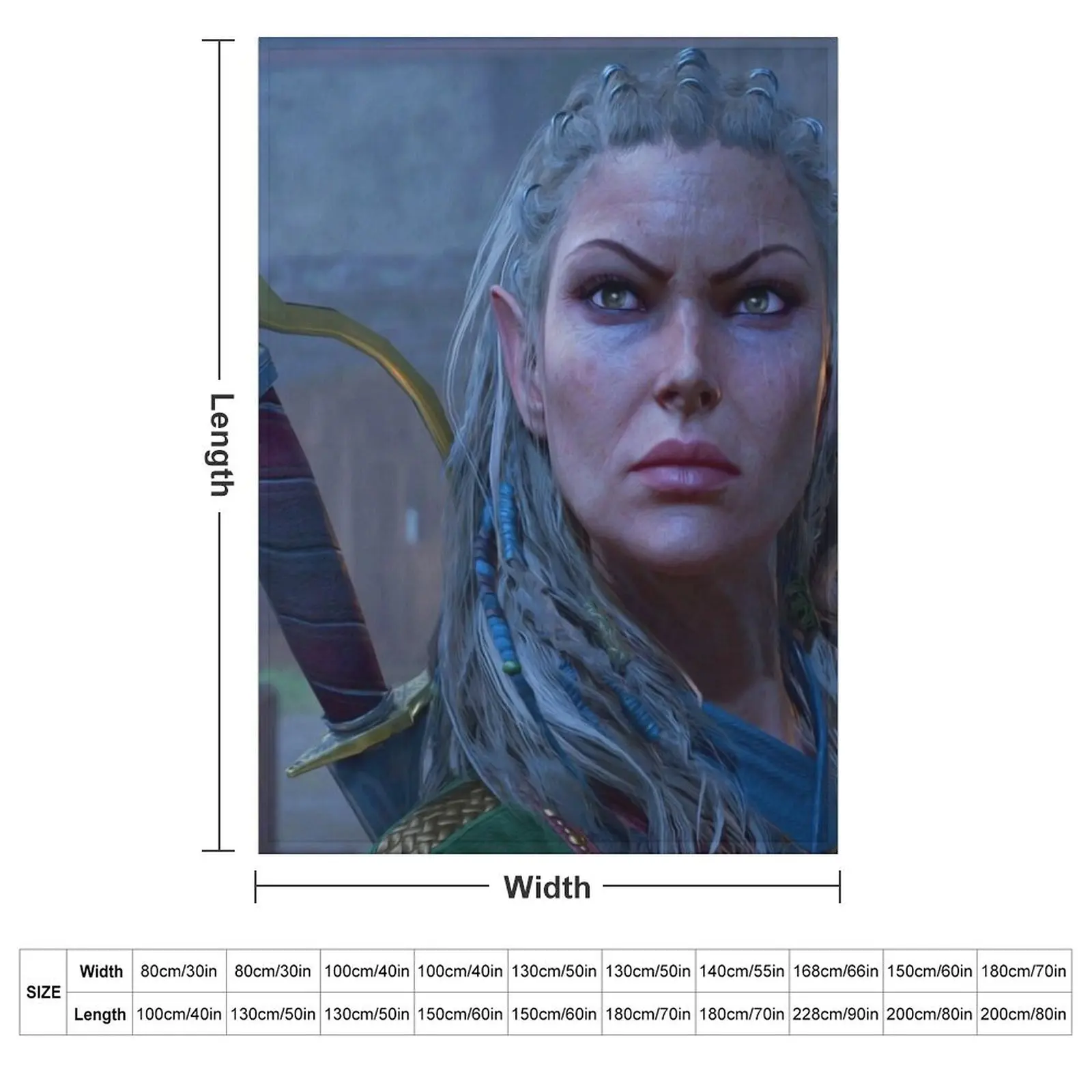 Фото Плед Jaheira Half Elf Fighter Druid Adventurer, готовый к битве, мягкий, теплый плед из шерпа-флиса для зимы №2