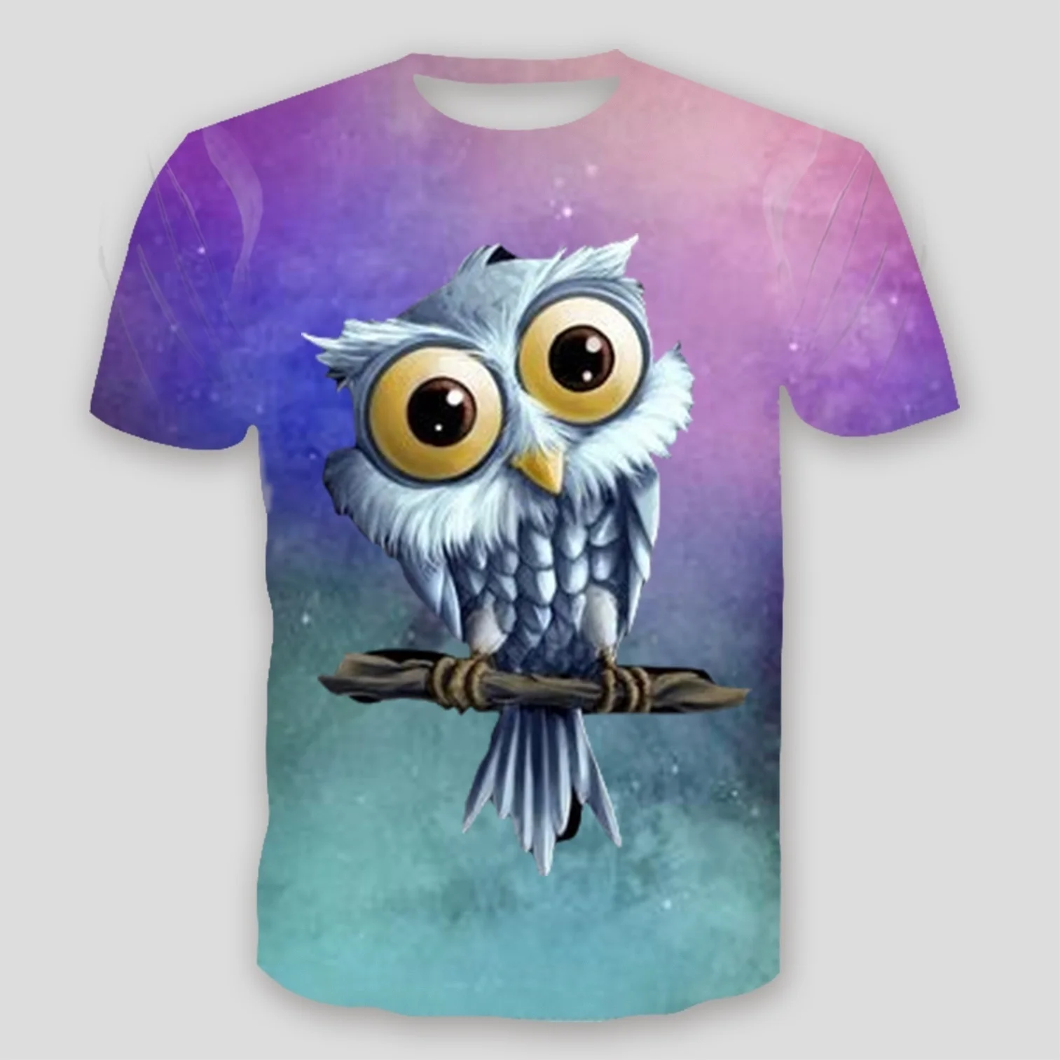 

Summer style Galaxy Space Owl crewneck t shirt funny printing 3d t shirt men/women tops short sleeve cartoon t shirt