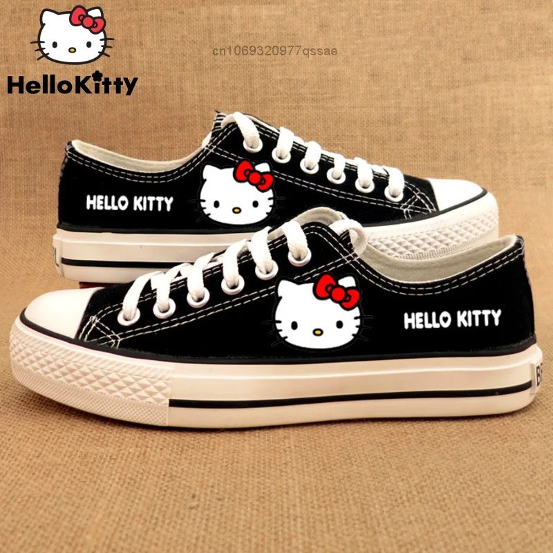 

Hello Kitty Sanrio Fashion Cartoon Woman Canvas Shoes Low Heels Couple Shoes Youth Travel Sneakers Spring Autumn Outwear Casual