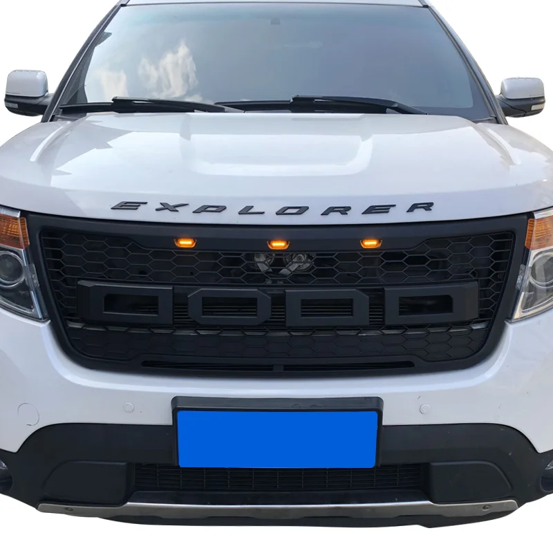 Решетка для переднего бампера FORD EXPLORER 2012-2015 серая черная с янтарными