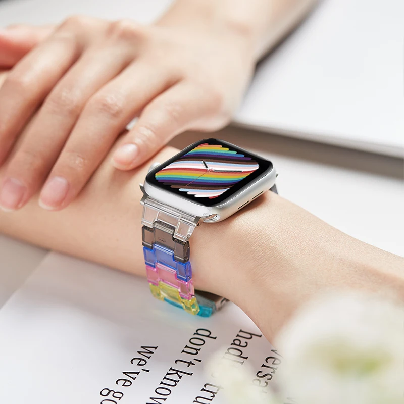 

Ремешок радужного цвета для Apple Watch, браслет для 876 5 4 3 SE 38 мм 40 мм 41 мм 42 мм 44 мм, модный ремешок для iWatchSmart Watch correa