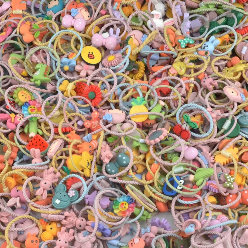 

100Pcs Girls Colorful Small Elastic Hair Bands Children Ponytail Holder Not Hurt Scrunchie Headband Kids Hair Accessories