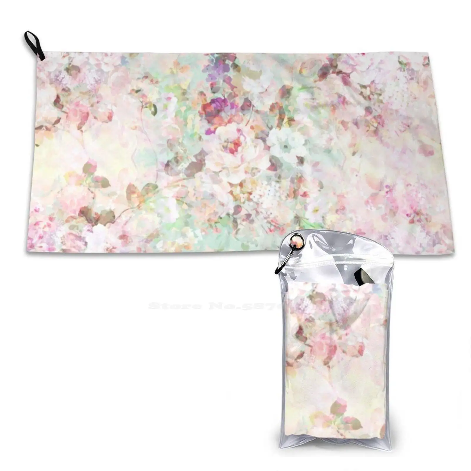 Washcloth Outdoor Teal Watercolor Floral Pattern Girly Pink Girly