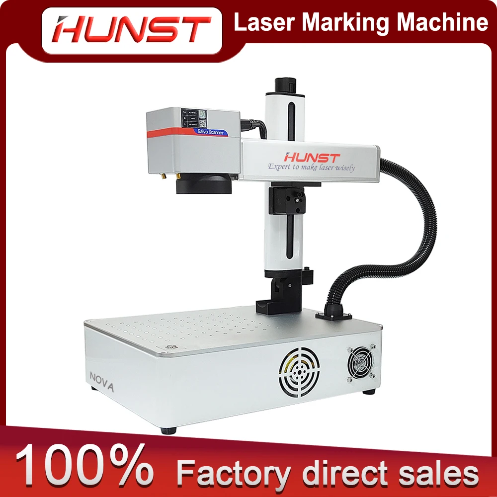 HUNST Foldable Lightweight 20W Fiber Laser Marking Machine For Metal Material Ring Jewelry Gold Silver Stainless Steel Engraving