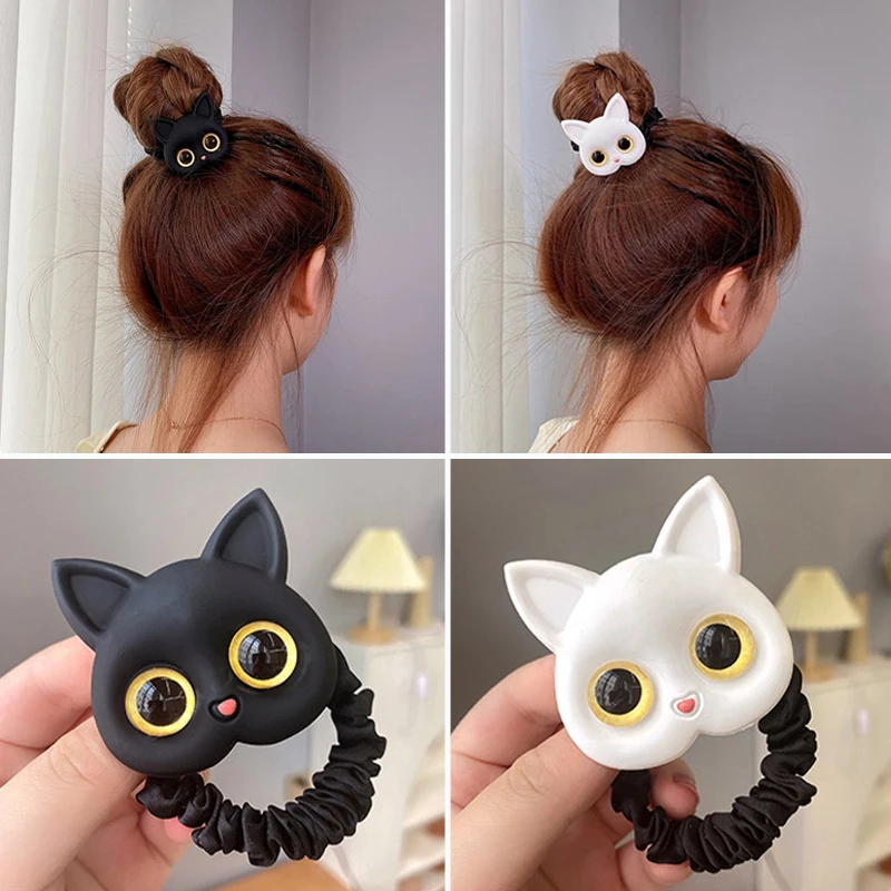 

Fashion Cute Cat Girls Rubber Bands Elastic Hair Bands Korean Headwear Children Kid For Girls Lovely Hair Accessories Ornaments