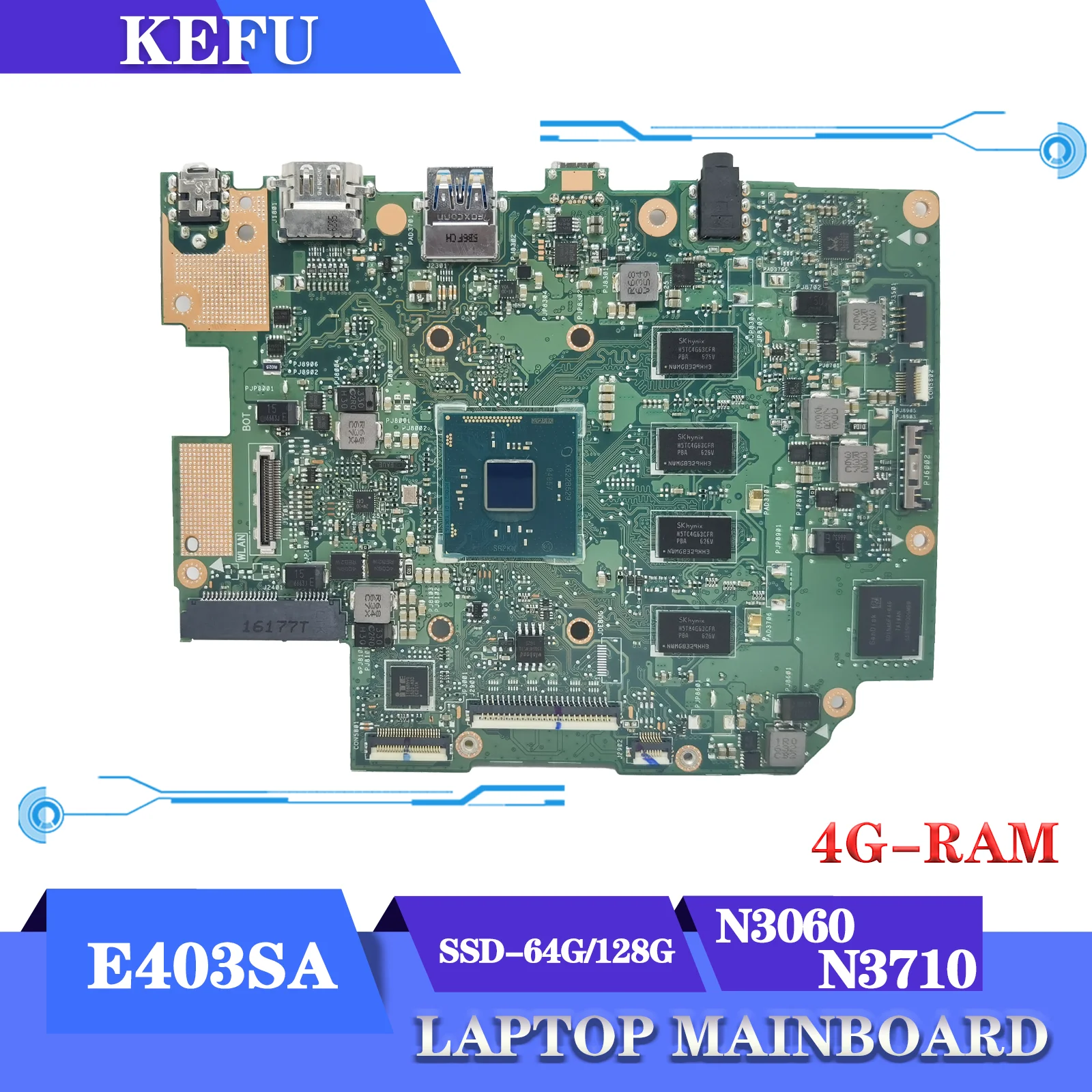 

Оригинальная материнская плата KEFU для ноутбука ASUS E403S E403SA, материнская плата N3050/N3060 N3700/N3710, 4 ГБ-Оперативная память, 128 ГБ