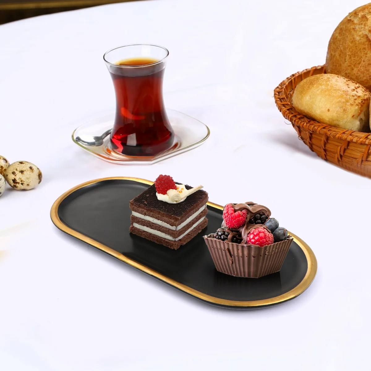

1Pc Adorable Glamorous Storage Plate Crafted Jewery Display Tray (Black)