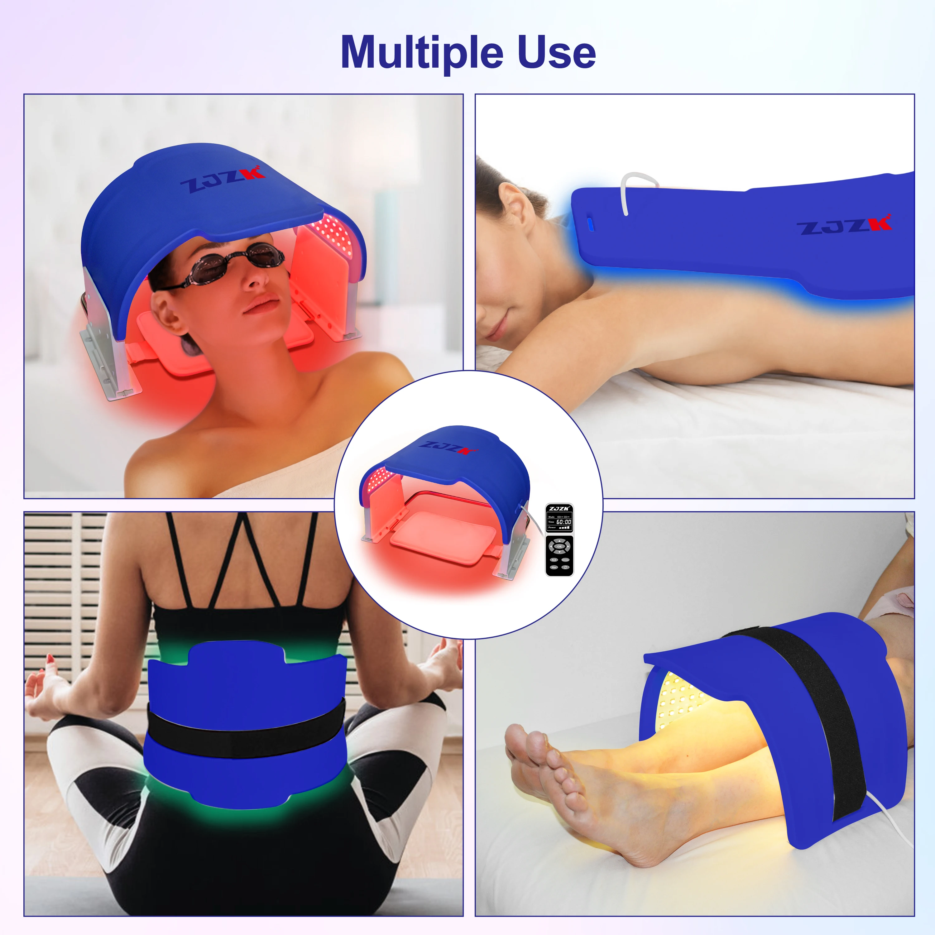 ZJZK красная светодиодная фотомаска для лица терапия 660nmx330chips и шеи 850nmx330chips +