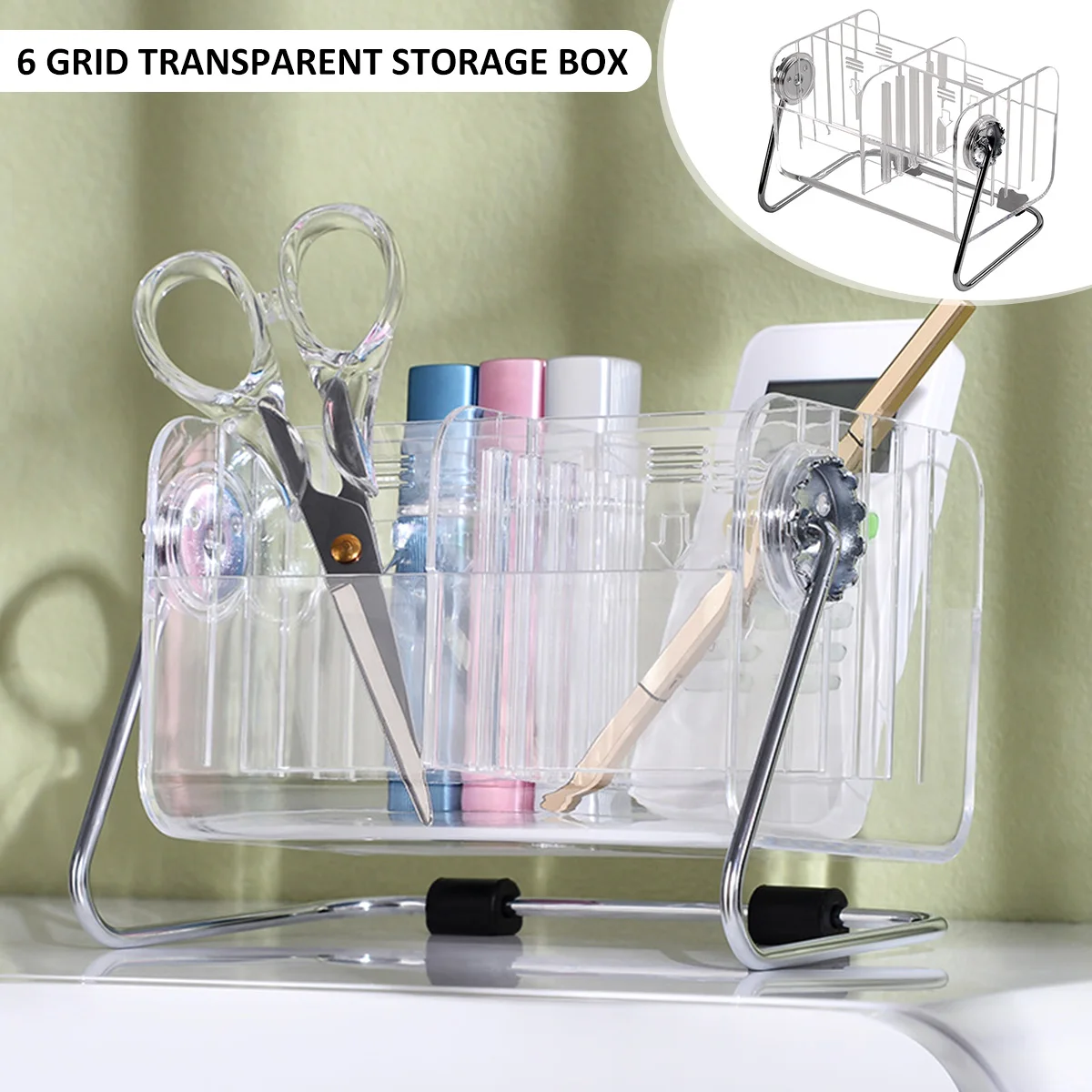 

NewAcrylic Remote Controller Organizer Remote Controller Storage Box Reusable Clear Durable 6 Grids Mobile Phone Storage Box