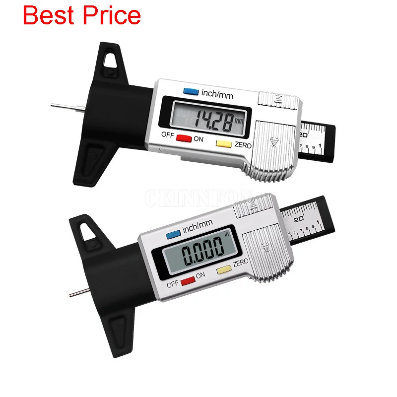 

50Pcs/lot Silver Digital Display Tire Pattern Depth Ruler 0-25mm Tire Wear Detection Automobile Tire Detection Tool