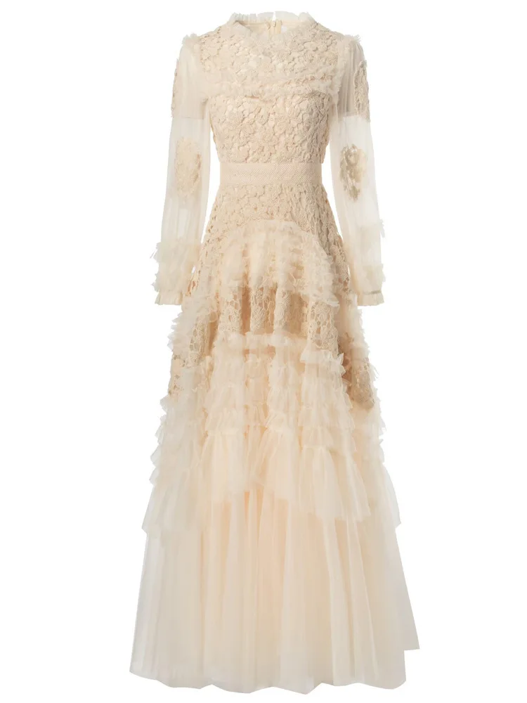 QMQA модные женские дизайнерские платья с открытыми оборками элегантное сетчатое