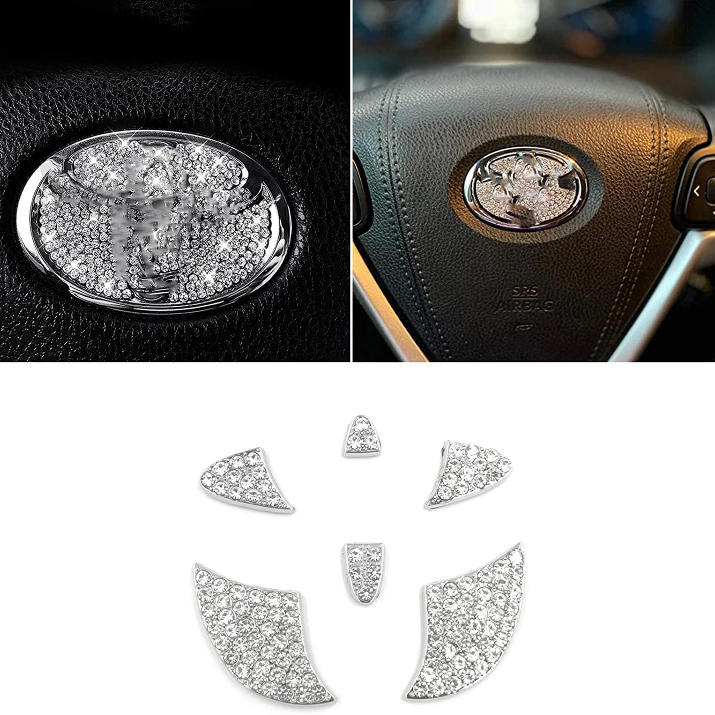 

Car Steering Wheel Emblem Diamond Sticker for Toyota MARKX Camry Avensis Prado Corolla Highlander 4Runner CHR Rav4 Hilux Yaris