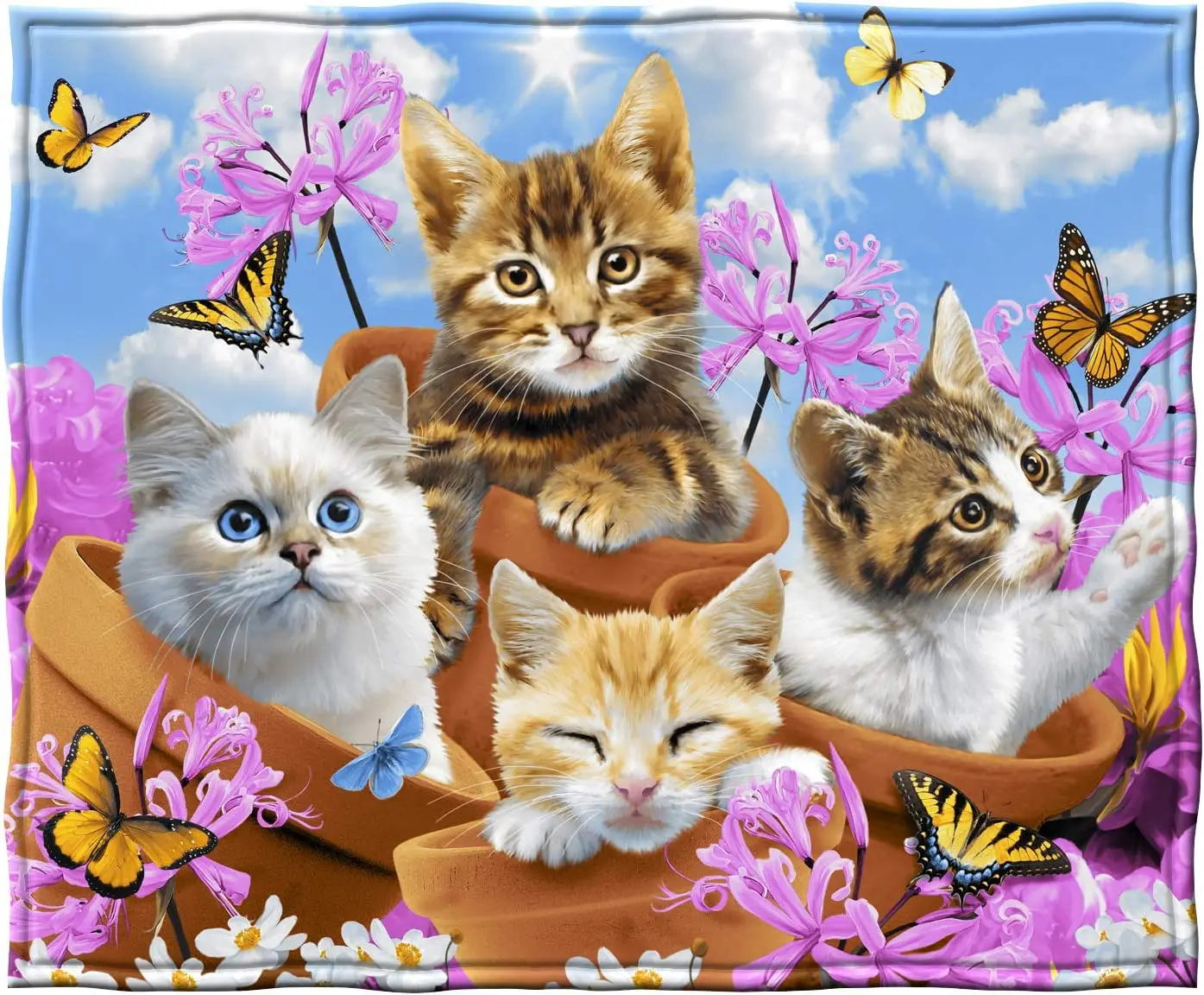 

Fleece Throw Blanket By Howard Robinson Garden Wonder Kittens Portable Picnic Home Perfect Gift