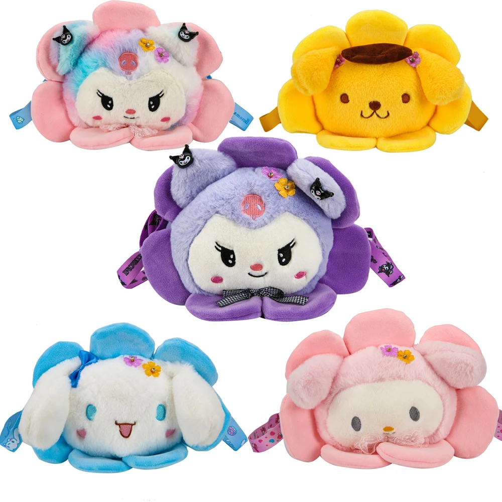 

Anime Kawaii Sanrios Cute Kuromi Mymelody Cinnamoroll Flower Fairy Plush Toy Messenger Bag Plush Shoulder Bag Toy Christmas Gift