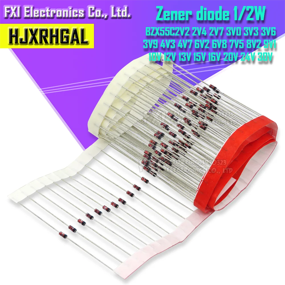 

100PCS Zener diode 1/2W 0.5W BZX55C2V4 BZX55C3V3 BZX55C3V6 BZX55C4V7 BZX55C6V2 BZX55C6V8 BZX55C7V5 BZX55C8V2 BZX55C9V1 DIP