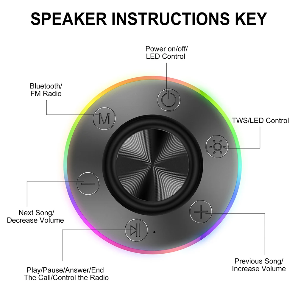 Мини Bluetooth-Колонка для душа с сабвуфером и присоской