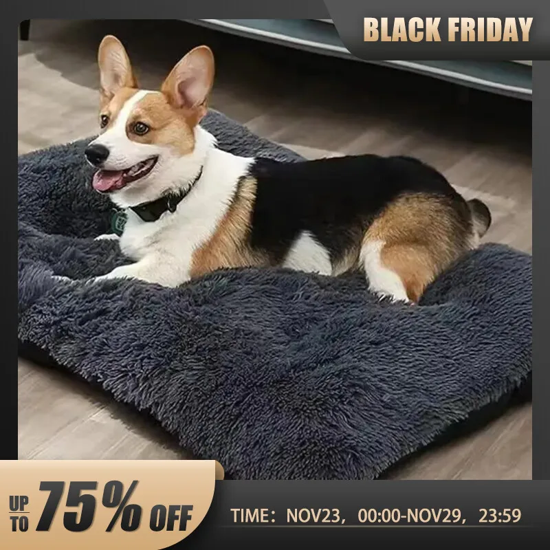 Большая моющаяся кровать для собак, плюшевая кровать для домашних животных, антитревожная теплая подушка для собак, спальный коврик, удобные коврики для домашних животных для маленьких средних и больших собак
