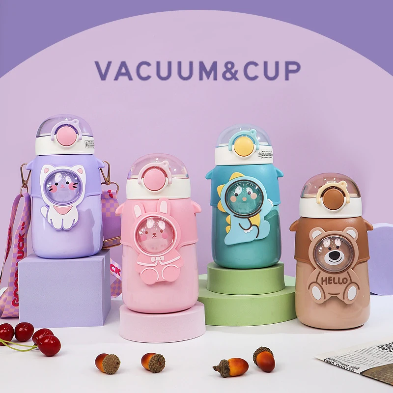 

720ML Kids Water Cup Portable Cartoon Water Bottle with Straw Leakproof Mug Summer Outdoor Travel Drinking Tumbler Plastic Cup