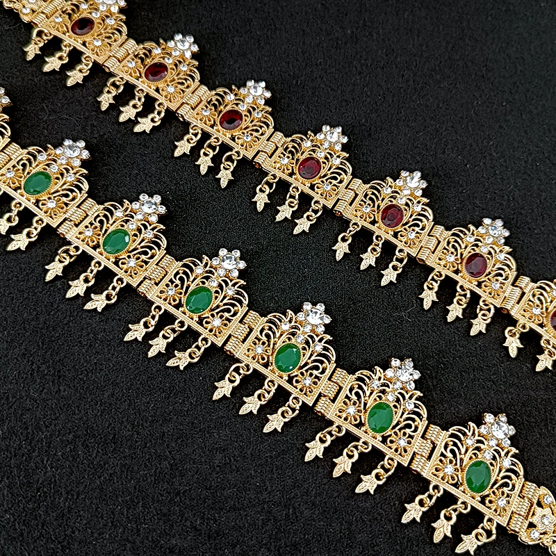 Algeria Wedding Jewelry Hair Chain Gold Color Crystal Tassel Headband Forehead Chain Crown Women's Gifts Tiara Bands Accessories