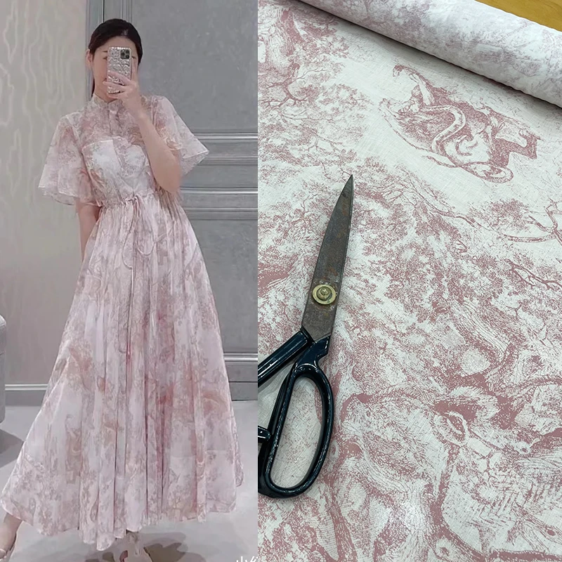 

Брендовая модная дизайнерская хлопчатобумажная ткань, коллекция розовых джунглей, дизайнерская полиэфирная ткань с принтом для одежды на ...