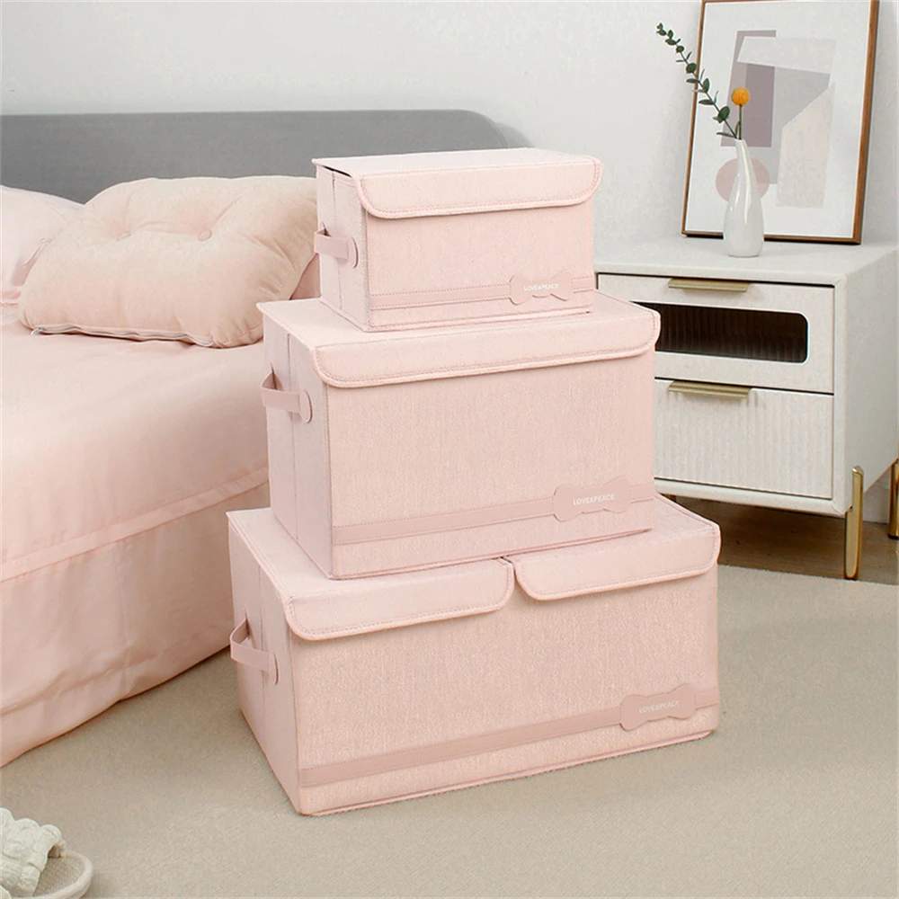 

Складная коробка для хранения с крышкой, моющаяся корзина для хранения, прочная для дома, спальни, туалета, офиса