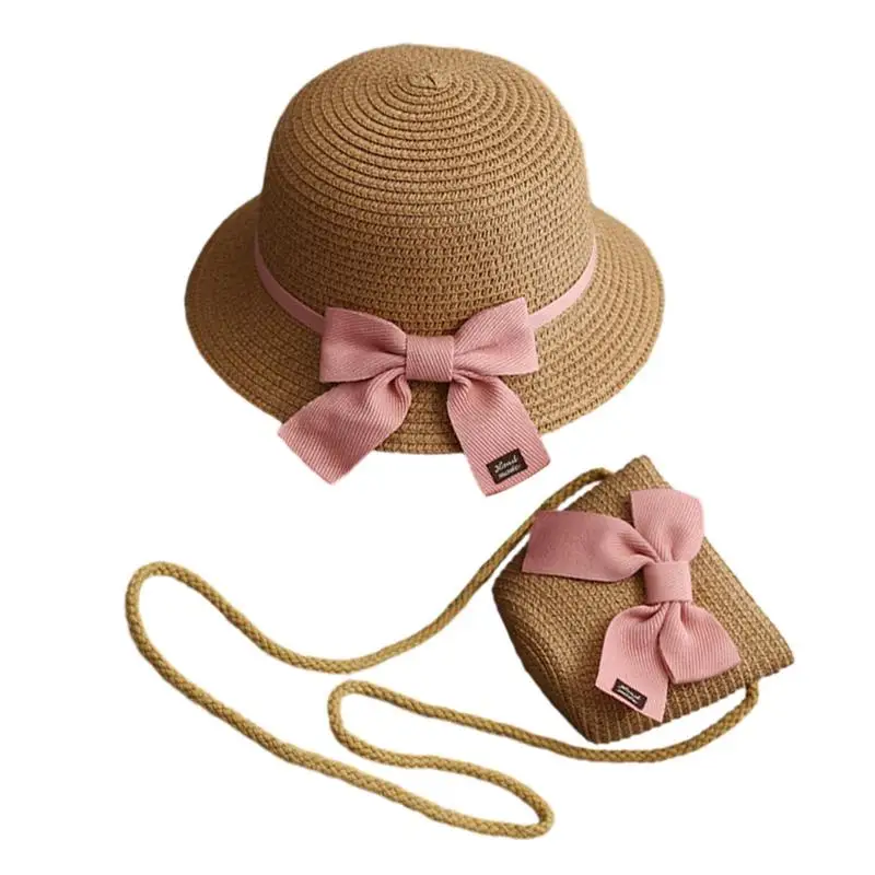 

Straw Hats For Kids Toddler Girl Straw Purse Summer Sun Shade Breathable Sun Protection Straw Hat With Bow Children's Bag