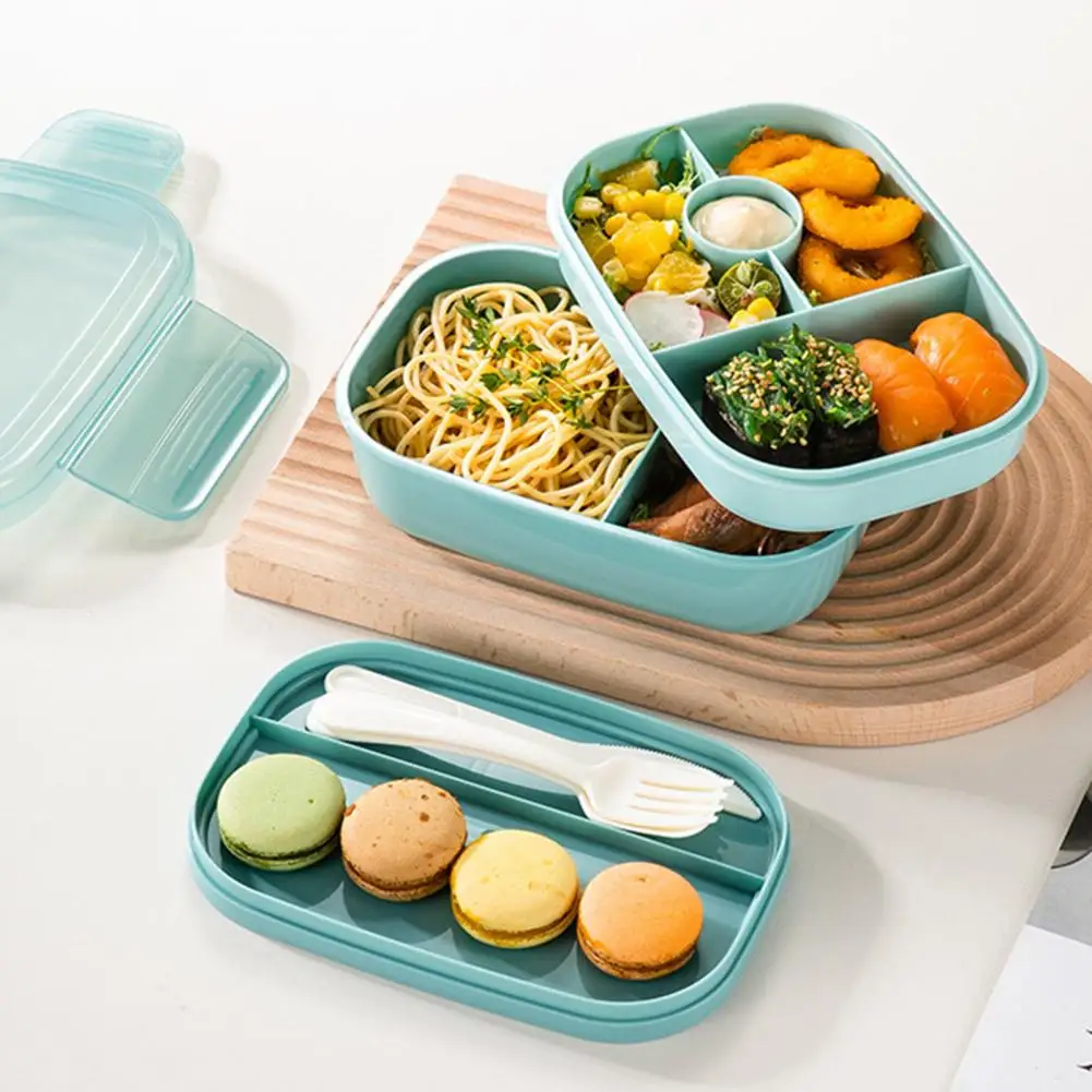 

Durable Lunch Container Food Grade Bento Box with Tableware Modern Minimalist Design Bento Box with Utensil Set Organization