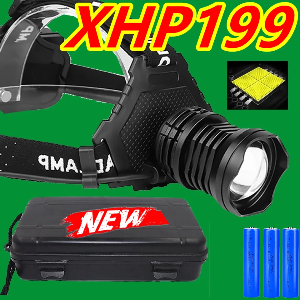 

200W XHP199 Most Powerful Led Headlamp High Power Led Headlight 18650 Light Rechargeable Head Flashlight Zoom Usb Head Lamp