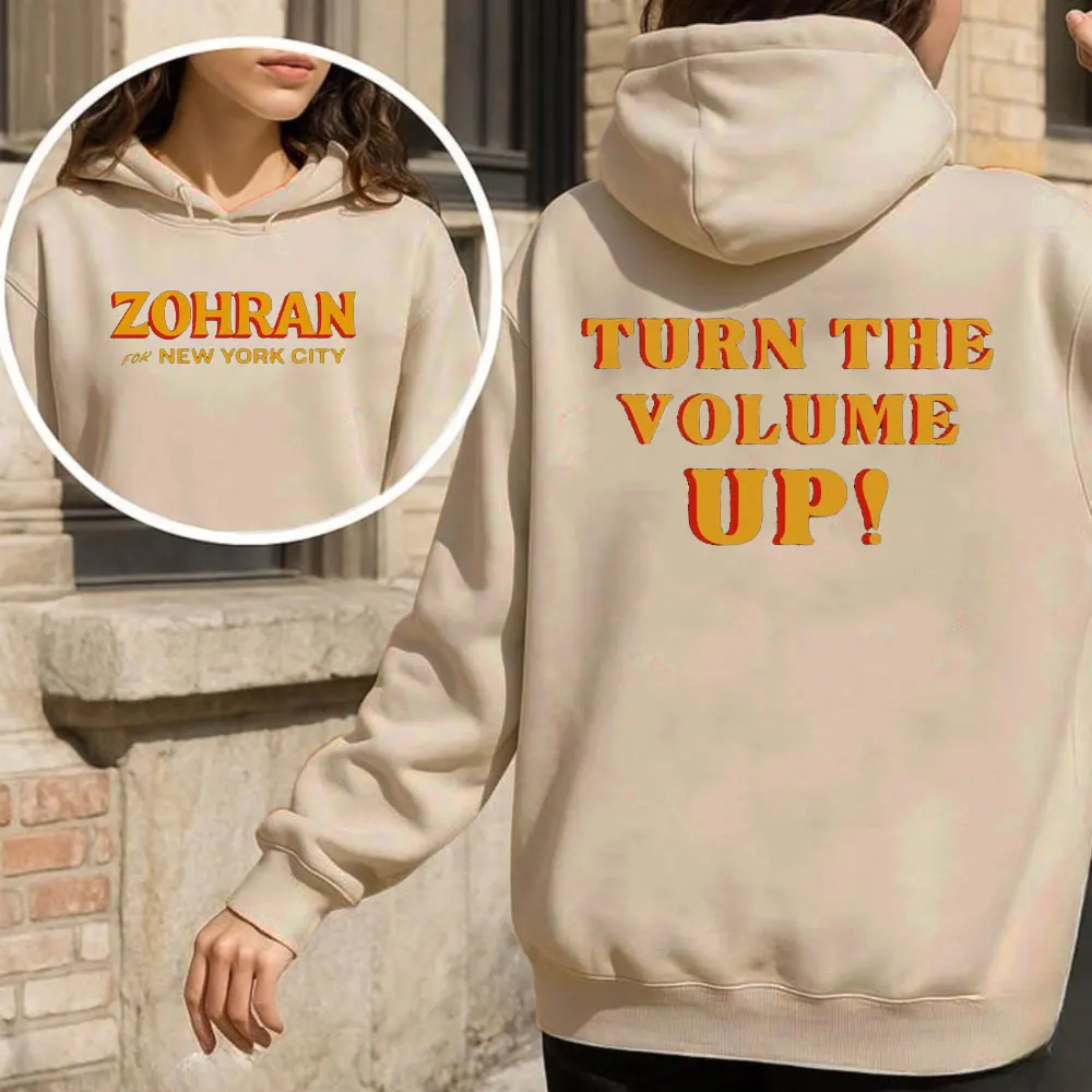 Фото Толстовка Zohran Mamdani: Turn The Volume Up Hoodie Первые мусульманские толстовки NYC's Mayor Mamdani Progressive Democrats Zohran для женщин №3