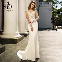 sodigne sexy wedding dress with long sleeves lace long sleeves illusion bridal dress beach wedding gowns vestido de noiva