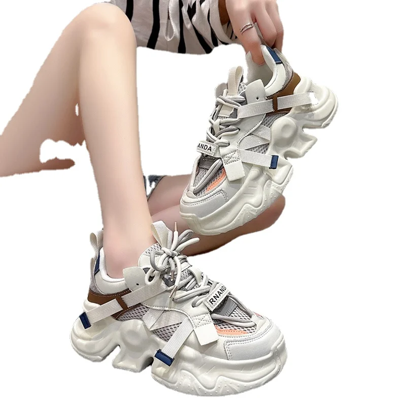 

Real Cowhide Platform Dad Shoes Female 2023 New Summer Mesh Breathable Mesh Thin Section Sports Leisure Women