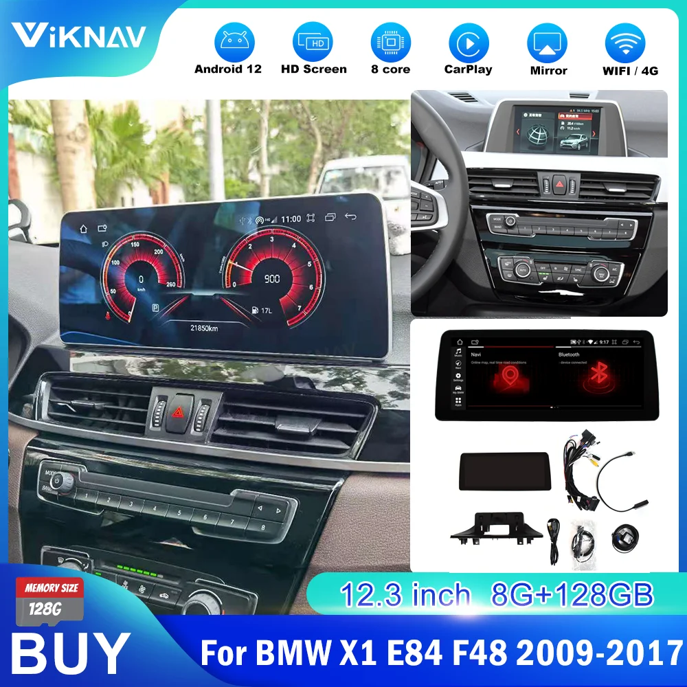

12.3 inch Car Multimedia Player For BMW X1 E84 F48 2009-2017 Android 12 Auto Car Radio GPS Navigation Video Player Screen