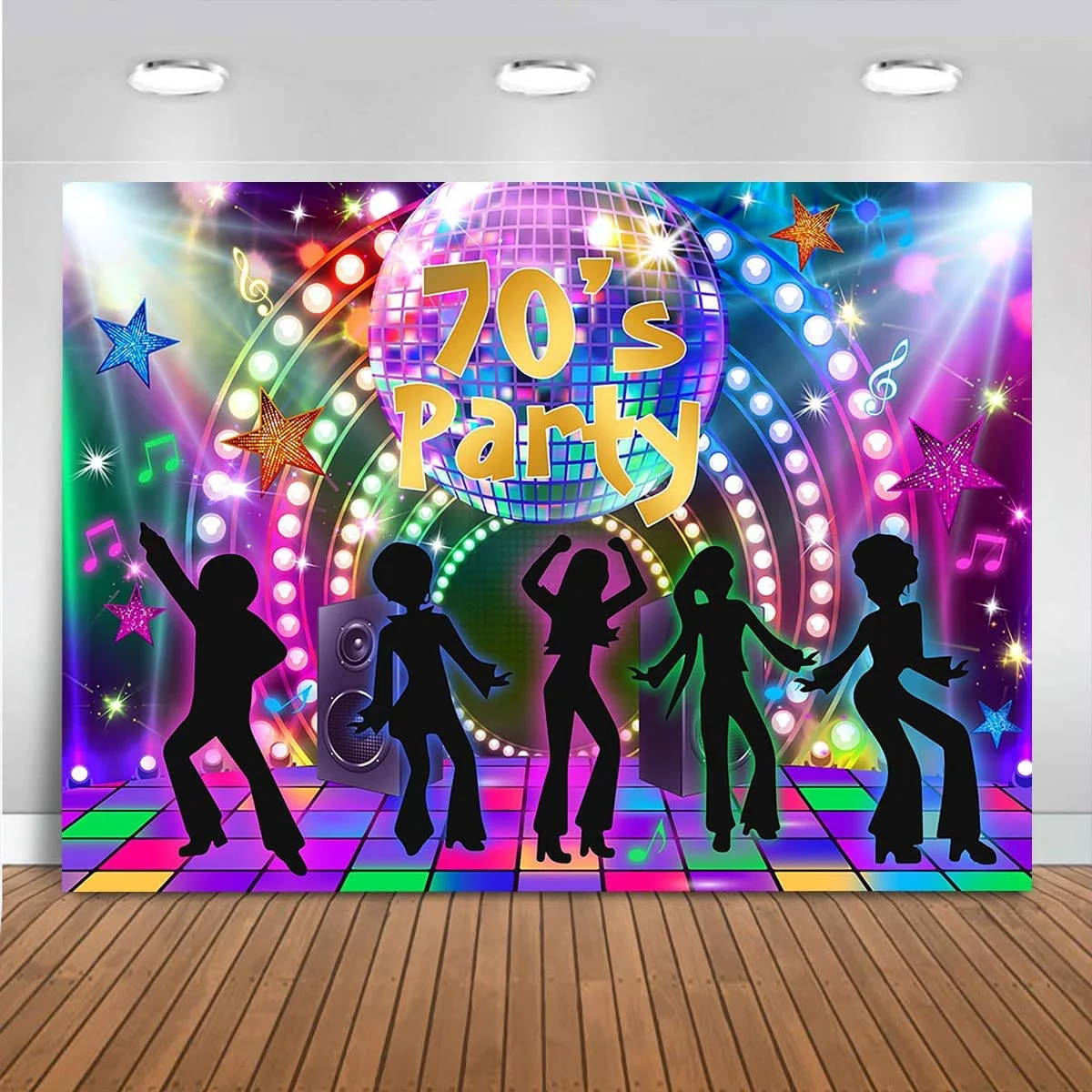 

70's Disco Theme Backdrop Vintage Back To 70s Disco Dancing Prom Party Decorations Vinyl 1970's Let's Glow Grazy Dance Night