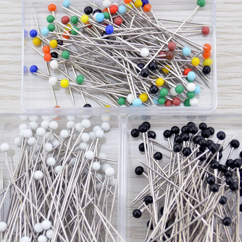 

New Portable 100PCS/Set DIY Round Pearl Head Pins Mixed Colors Straight Quilting Needles DIY Sewing Crafts Pins with Box