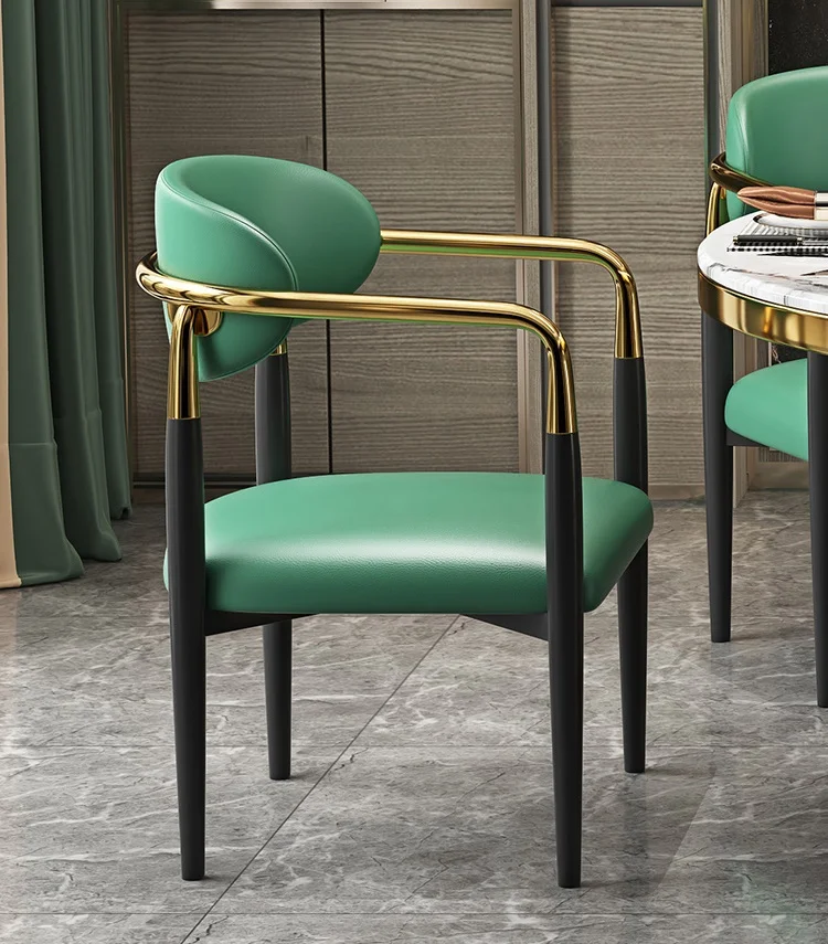 

Italian light luxury leather dining chair household designer Restaurant Hotel New dining chair household tea making chair negoti