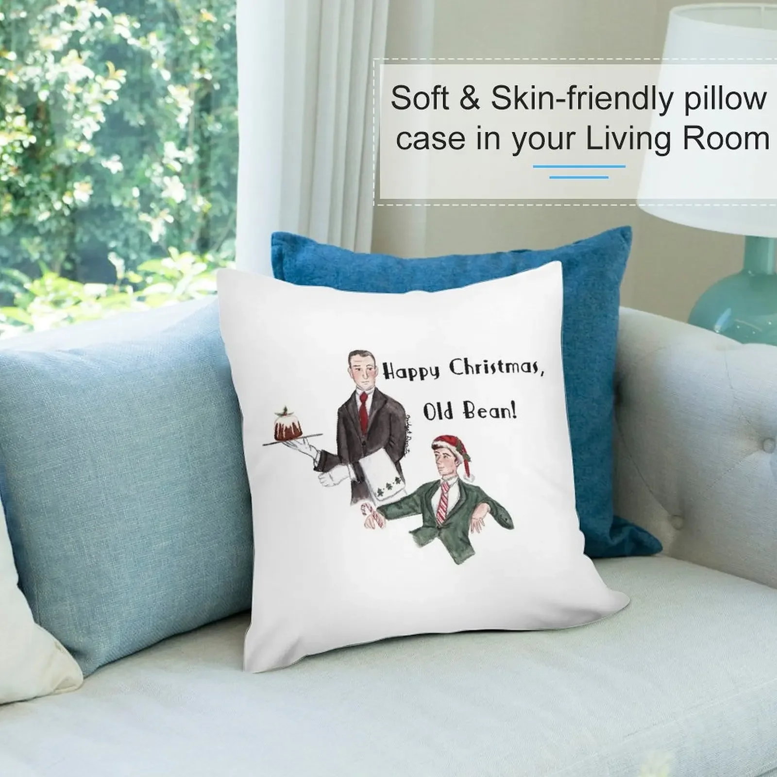 Веселый Юле-Тяд Дух П.Г. Декоративная подушка Wodehouse Jeeves and Wooster рождественская