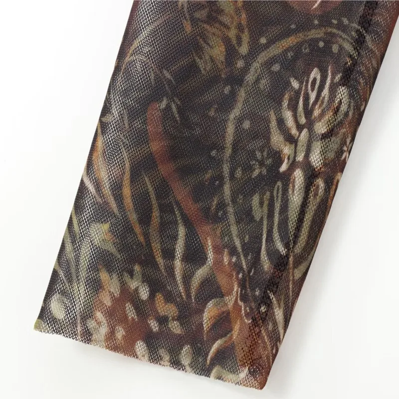 TRAF Осеннее женское длинное платье из шелковой сетки с принтом для модного платья