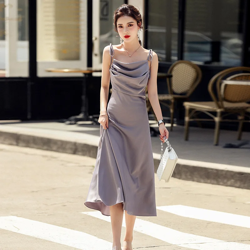 

Summer 2022 new French slip dress feminine foreign design sense niche long skirt summer